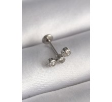 316L Çelik Gümüş Renk Zirkon Taşlı Tragus Piercing - TJ-PR1349