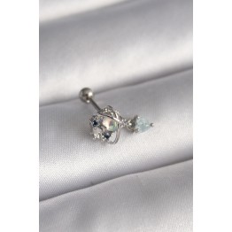 316L Çelik Gümüş Renk Zirkon Taşlı Sallantı Kalp Detay Tragus Piercing TJ-PR1361