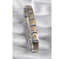 316L Çelik Gümüş Renk Gold Kalp İşleme Nomination Model Kadın Bileklik - TJ-BB6480