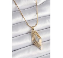 316L Çelik Gold Renk Zirkon Taşlı Vintage Model Kadın Kolye - TJ-BKO9517