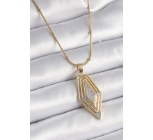 316L Çelik Gold Renk Zirkon Taşlı Vintage Model Kadın Kolye - TJ-BKO9517