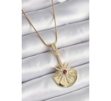 316L Çelik Gold Renk Zirkon Taşlı Yıldız Model Kadın Kolye - TJ-BKO9518