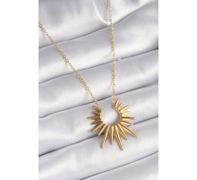 316L Çelik Gold Renk Güneş Model Vintage Kadın Kolye - TJ-BKO9521