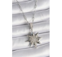 316L Çelik Gümüş Renk Zirkon Taşlı Kutup Yıldızı Model Kadın Kolye - TJ-BKO9531