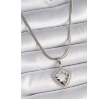 316L Çelik Gümüş Renk İtalyan Zincir Zirkon Taşlı Kutup Yıldızı İşleme Model Kadın Kolye - TJ-BKO9535