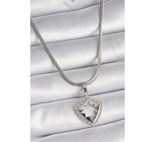 316L Çelik Gümüş Renk İtalyan Zincir Zirkon Taşlı Kutup Yıldızı İşleme Model Kadın Kolye - TJ-BKO9535