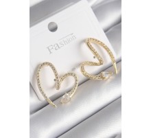 Pirinç Gold Renk Zirkon Taşlı Yılan Kalp Model Kadın Küpe - TJ-BKP9741
