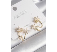 Pirinç Gold Renk Zirkon Taşlı Çiçek Model Kadın Küpe - TJ-BKP9745