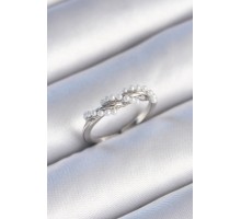 Pirinç Gümüş Renk Sarmal İnci Model Kadın Yüzük - TJ-BYK3437