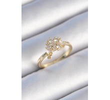 Pirinç Gold Renk Zirkon Taşlı Kadın Yüzük - TJ-BYK3442
