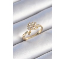 Pirinç Gold Renk Zirkon Taşlı Kadın Yüzük - TJ-BYK3442