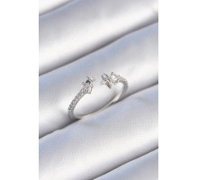 Pirinç Gümüş Renk Zirkon Taş Detay Yıldız Model Kadın Yüzük - TJ-BYK3447