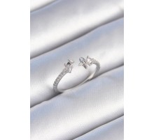 Pirinç Gümüş Renk Zirkon Taş Detay Yıldız Model Kadın Yüzük - TJ-BYK3447