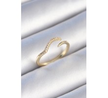 Pirinç Gold Renk Zirkon Taşlı Kadın Yüzük - TJ-BYK3450