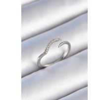 Pirinç Gümüş Renk Zirkon Taşlı Kadın Yüzük - TJ-BYK3451