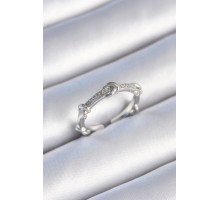 Pirinç Gümüş Renk Zirkon Taşlı Düğüm Model Kadın Yüzük - TJ-BYK3455