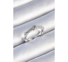 Pirinç Gümüş Renk Zirkon Taşlı Düğüm Model Kadın Yüzük - TJ-BYK3455