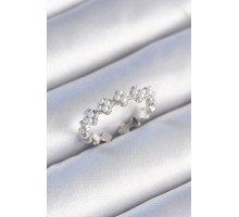 Pirinç Gümüş Renk İncili Yonca Model Kadın Yüzük - TJ-BYK3457