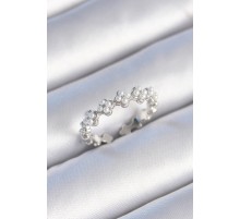 Pirinç Gümüş Renk İncili Yonca Model Kadın Yüzük - TJ-BYK3457