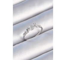 Pirinç Gümüş Renk Zirkon Taşlı Beyaz Mineli Kelebek Detay Kadın Yüzük - TJ-BYK3463