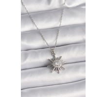 316L Çelik Gümüş Renk Zincir Zirkon Taşlı Güneş Model Kadın Yüzük - TJ-BKO9562