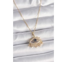 316L Çelik Gold Renk Zincir Zirkon Taşlı Göz Model Kadın Yüzük - TJ-BKO9563