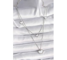 316L Çelik Gümüş Renk Zincir 2'Li Zincir Kalp Model Kadın Kolye - TJ-BKO9573