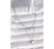 316L Çelik Gümüş Renk Zincir 2'Li Zincir Kalp Model Kadın Kolye - TJ-BKO9573