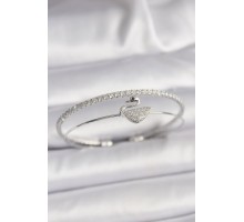 Pirinç Gümüş Renk Zirkon Taşlı Kuğu Model Kadın Bileklik - TJ-BB6541