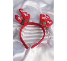 Yılbaşı Temalı Kar Tanesi İşleme Detay Geyik Boynuzu Figürlü Taç - TJ-SA1002