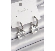 Pirinç Gümüş Renk Sallantı Zirkon Taşlı Çanta Model Kadın Küpe - TJ-BKP9769