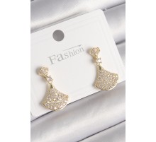 Pirinç Gold Renk Zirkon Taşlı Motif Model Kadın Küpe - TJ-BKP9778