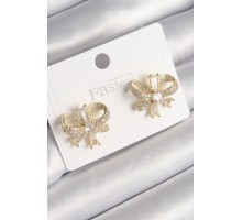 Pirinç Gold Renk Zirkon Taşlı Fiyonk Model Kadın Küpe - TJ-BKP9780