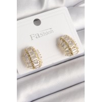 Pirinç Gold Renk Zirkon Taşlı Kaplumbağa Kabuğu Model Kadın Küpe TJ-BKP9788