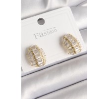 Pirinç Gold Renk Zirkon Taşlı Kaplumbağa Kabuğu Model Kadın Küpe - TJ-BKP9788