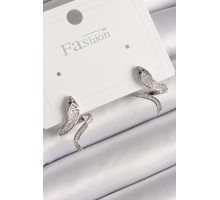 Pirinç Gümüş Renk Zirkon Taşlı Yılan Model Kadın Küpe - TJ-BKP9789