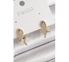 Pirinç Gold Renk Zirkon Taşlı Yılan Model Kadın Küpe - TJ-BKP9790