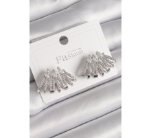 Pirinç Gümüş Renk Zirkon Taşlı Deniz Kabuğu Model Kadın Küpe - TJ-BKP9797