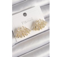 Pirinç Gold Renk Zirkon Taşlı Deniz Kabuğu Model Kadın Küpe - TJ-BKP9798