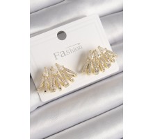 Pirinç Gold Renk Zirkon Taşlı Deniz Kabuğu Model Kadın Küpe - TJ-BKP9798