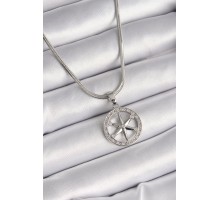316L Çelik Gümüş Renk İtalyan Zincir Zirkon Taşlı Kutup Yıldız Model Kadın Kolye - TJ-BKO9594