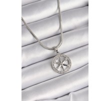 316L Çelik Gümüş Renk İtalyan Zincir Zirkon Taşlı Kutup Yıldız Model Kadın Kolye - TJ-BKO9594