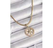 316L Çelik Gold Renk İtalyan Zincir Zirkon Taşlı Kutup Yıldız Model Kadın Kolye - TJ-BKO9595