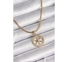 316L Çelik Gold Renk İtalyan Zincir Zirkon Taşlı Kutup Yıldız Model Kadın Kolye - TJ-BKO9595