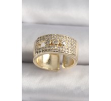 Pirinç Gold Renk Zirkon Taşlı Messika Model Ayarlanabilir Kadın Yüzük - TJ-BYK3486