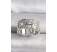 Pirinç Gümüş Renk Zirkon Taşlı Messika Model Kadın Yüzük - TJ-BYK3487