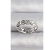 Pirinç Gümüş Renk Beyaz Sedefli Yonca Model Kadın Yüzük - TJ-BYK3497