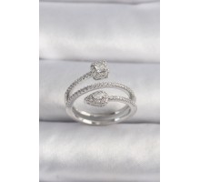 Pirinç Gümüş Renk Zirkon Taşlı Ok Model VIP Seri Kadın Yüzük - TJ-BYK3501