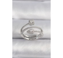 Pirinç Gümüş Renk Zirkon Taşlı Ok Model VIP Seri Kadın Yüzük - TJ-BYK3501