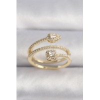 Pirinç Gold Renk Zirkon Taşlı Ok Model VIP Seri Kadın Yüzük TJ-BYK3502